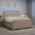 vidaXL LED boxspring posteľ s matracom Krémová 160 x 200 cm Látka