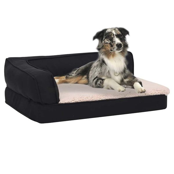 vidaXL Ergonomický matrac pre psa 60x42 cm ľanový vzhľad flís čierny