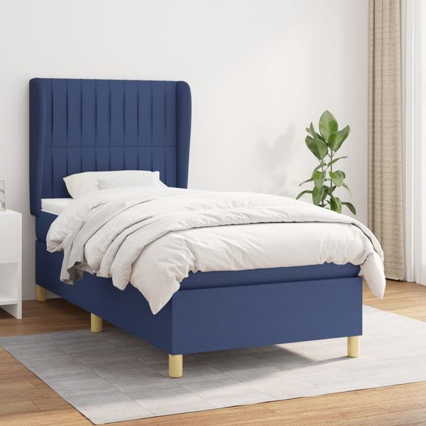 vidaXL Boxspring posteľ s matracom modrá 100x200 cm látka
