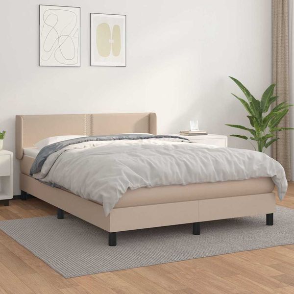 vidaXL Boxspring posteľ s matracom kapučínová 140x190 cm umelá koža