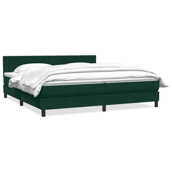 vidaXL Posteľný rám boxsping s matracom tmavozelený 180x210 cm zamat