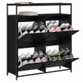 vidaXL Skriňa na topánky 100 x 34 x 112 cm Kompozitné drevo Čierny dub