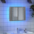vidaXL LED zrkadlová skrinka sivá sonoma 60x12x45 cm spracované drevo