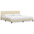 vidaXL Posteľ s matracom Hanko krémová 200x200 cm látka