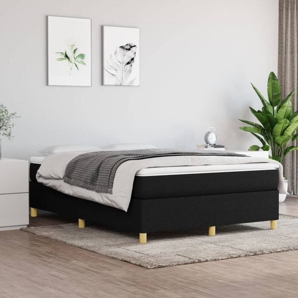 vidaXL Posteľný rám boxspring s matracom čierny 140x200 cm látka