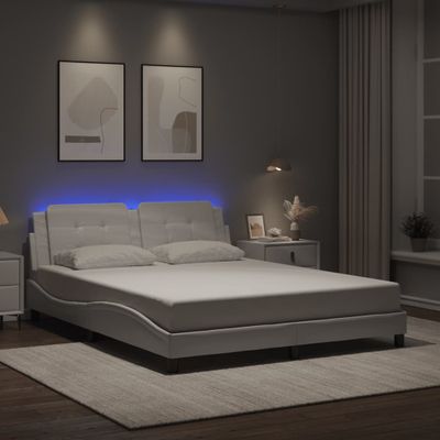 vidaXL Rám postele s LED bez matraca Zadar biely 160x200 cm