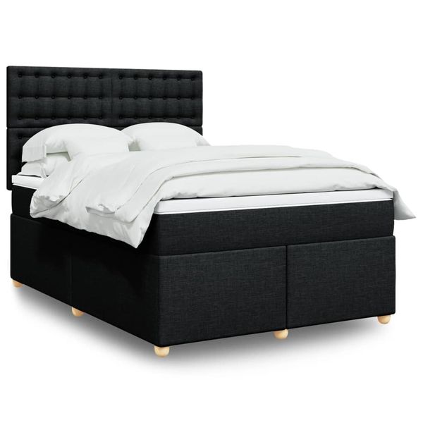 vidaXL Boxspring posteľ s matracom čierny 140x190 cm látka