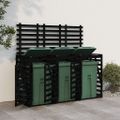 vidaXL Úložný box na tri odpadkové koše čierny masívna borovica