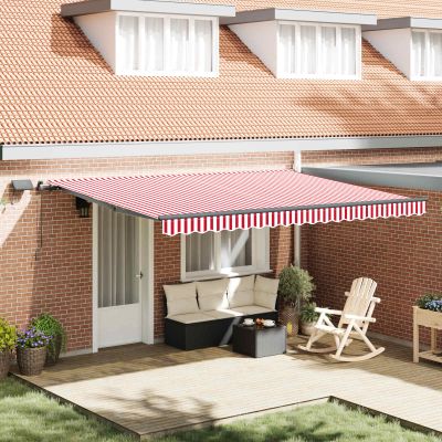 vidaXL Sklopná markíza Červená a Biela 450 × 350 cm Tkanina a hliník