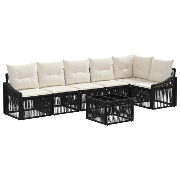 vidaXL Súprava záhradných pohoviek 7 pcs Čierna polyratan