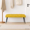 vidaXL Lavica s gombíkovým prešívaním Žltá 110 x 40 x 46 cm Zamat