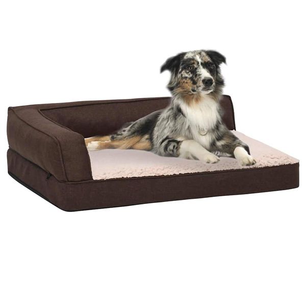 vidaXL Ergonomický matrac pre psa 60x42 cm ľanový vzhľad flís hnedý