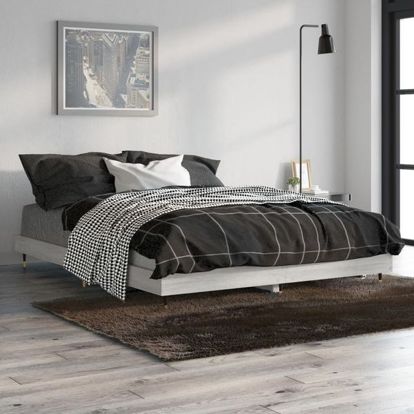vidaXL Posteľný rám sivý dub sonoma 135x190 cm kompozitné drevo