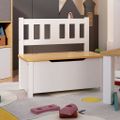 vidaXL Detská úložná lavica biela a béžová 60x30x55 cm MDF
