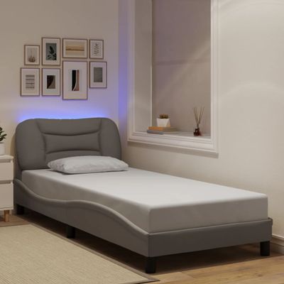 vidaXL Rám postele s LED bez matraca Hvar Taupe 90x200 cm Látka