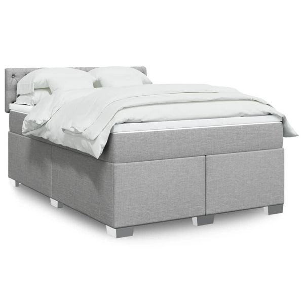 vidaXL Boxspring posteľ s matracom svetlosivá 100x200 cm látka
