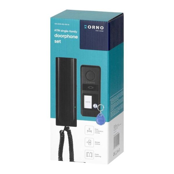 Domový telefón ORNO ATIN OR-DOM-RD-937/B, 2-žilový, RFID, čierny Domovný telefon ORNO ATIN OR-DOM-RD-937/B, 2-žilový, RFID, čierny
