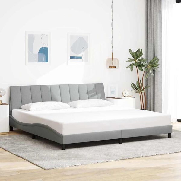 vidaXL Rám postele bez matraca Hanko bledosivá 200x200 cm látka