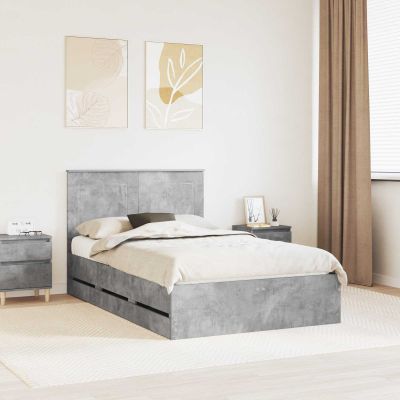 vidaXL Rám postele Betónová šedá 135 x 190 cm Inžinierske drevo
