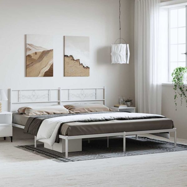 vidaXL Kovový rám postele s čelom biely 193x203 cm