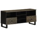 vidaXL TV skrinka, čierna 100x33x46 cm, mangový masív