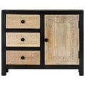 vidaXL Ručne vyrezávaný nočný stolík, sivý 75x35x60 cm, mangový masív