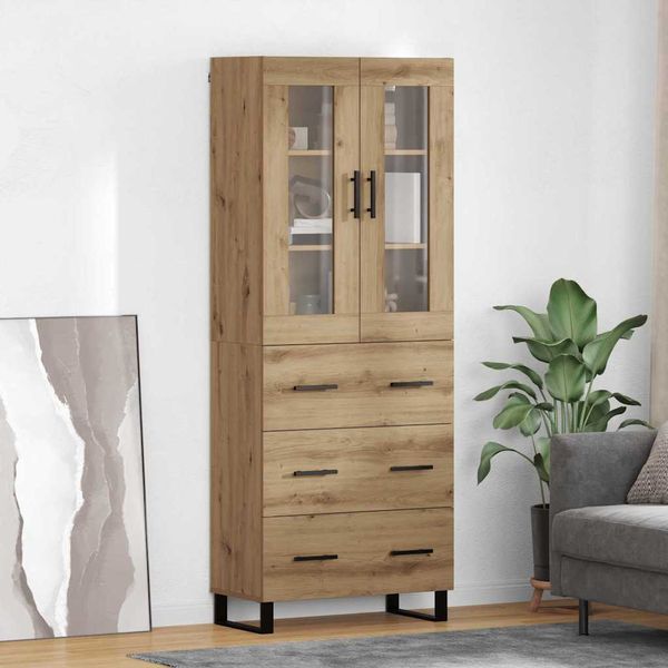 vidaXL Highboard so zásuvkou 2 pcs Remeselný dub Kompozitné drevo