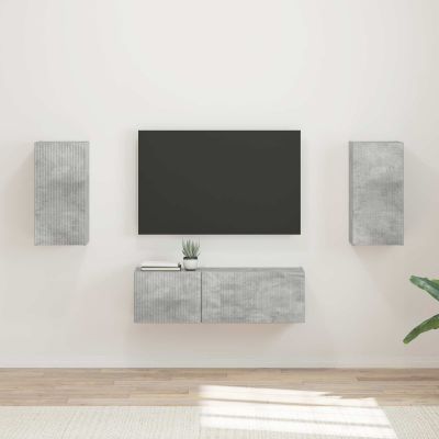 vidaXL Sada nástenného kabinetu na TV Nástenný 4 pcs Betónová šedá
