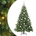 vidaXL Umelý vianočný stromček s 300 LED-i Zelená 180 cm PE a PVC