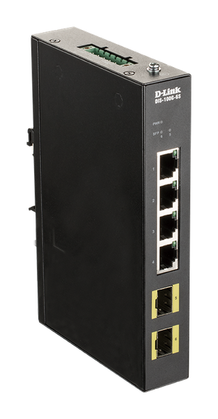 D-Link DIS-100G-6S Priemyselný Gigabit unmanaged switch, 4GbE, 2 SFP