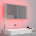 vidaXL LED kúpeľňová zrkadlová skrinka betónová sivá 90x12x45 cm akryl