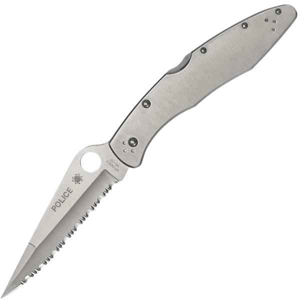 Spyderco C07PS Police Model vreckový nôž 10,7 cm, zúbkovanie, nerezová oceľ