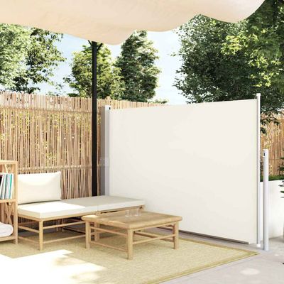 vidaXL Zaťahovacia bočná markíza na terasu 140x514 cm, krémová