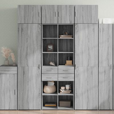 vidaXL Vysoká skrinka sivá sonoma 70x42,5x185 cm kompozitné drevo