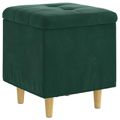 vidaXL Ottoman s Úložným Priestorom Tmavozelená 40 x 40 x 45 cm Zamat