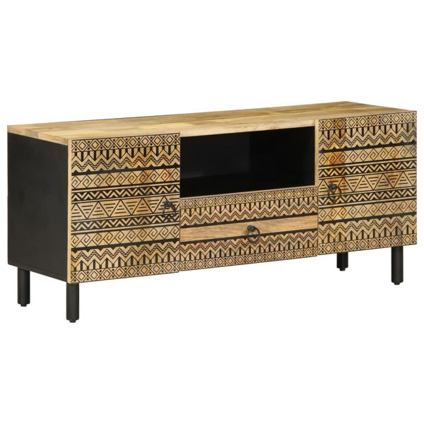 vidaXL TV skrinka čierna 105x33,5x46 cm masívne hrubé drevo mango