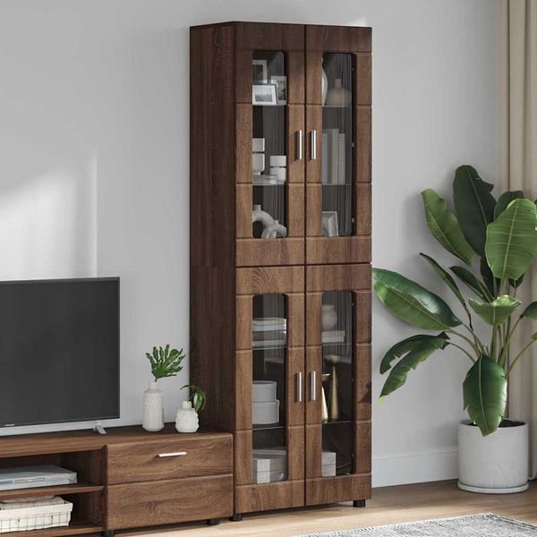vidaXL Highboard FLORIN Hnedý dub 60 x 35 x 182 cm Kompozitné drevo