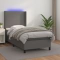 vidaXL Boxspring posteľ s matracom a LED sivá 80x200 cm umelá koža