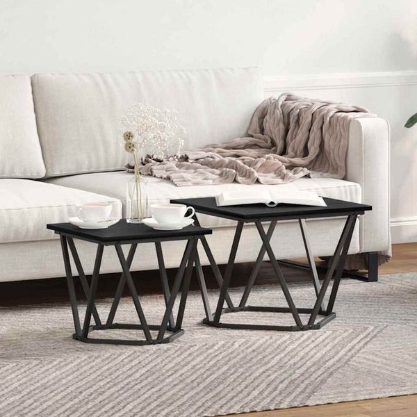 vidaXL Sada príručných stolíkov 2 pcs Čierny dub 50 x 50 x 40 cm