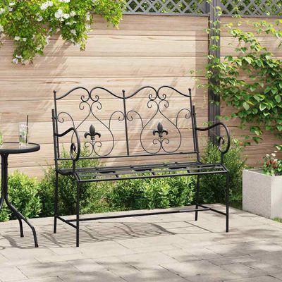 vidaXL Záhradná lavička 2 -Seater 104 x 54 x 93 cm Oceľ Čierna