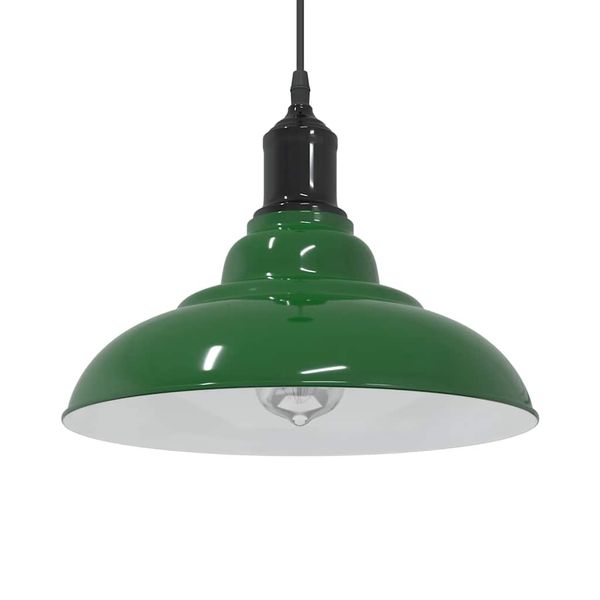 VidaXL Závesná lampa výškovo nastaviteľná E27 lesk zelená Ø 31 cm kov