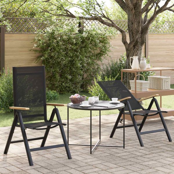 vidaXL Záhradné lehátka 2 pcs Čierny 58 x 73 x 111,5 cm Textilén