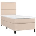 vidaXL Boxspring posteľ matrac a LED kapučínová 100x200 cm umelá koža