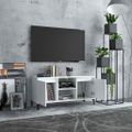 vidaXL TV stolík kovové nohy biely 103,5x35x50 cm