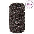 vidaXL Lodné lano čierne 2 mm 25 m polypropylén