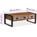 vidaXL Konferenčný stolík s 3 zásuvkami, recyklovaný masív 100x50x35cm
