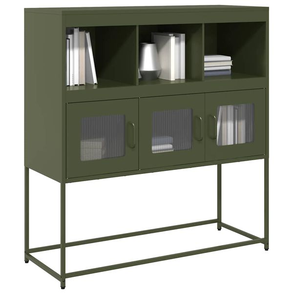 vidaXL Komoda olivovozelená 100,5x39x107 cm oceľ valcovaná za studena