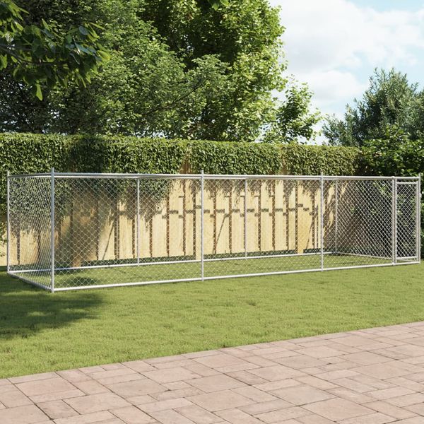 vidaXL Klietka pre psa s dvierkami šedá 6x2x1,5 m pozinkovaná oceľ