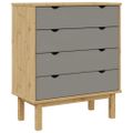 vidaXL Skrinka so zásuvkami OTTA, hnedo sivá 76,5x39,5x90 cm, borovica