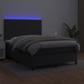 vidaXL Boxspring posteľ s matracom a LED čierna 140x200 cm umelá koža